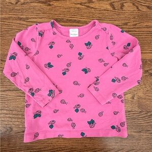 Hanna Andersson Pink Long Sleeve Shirt with Green Leaf Print